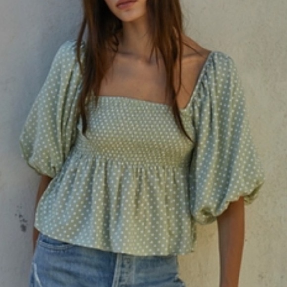 By Together Tops - Nwt. Woven Rayon Polka Dot Print Square neck by togther